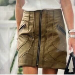 Veronica Beard Olive Mini Skirt with Zipper